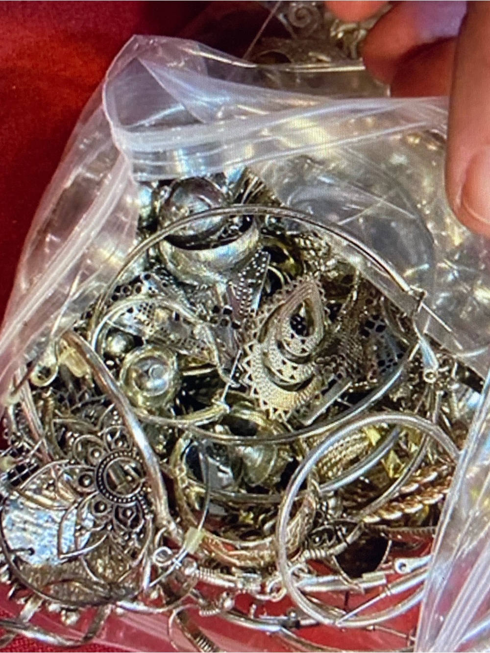1 LB All Silver Tone Earrings Untested Singles Pairs Hoops Dangles etc